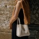 Basket layer cowhide hand-held bucket bag - Memoo.com